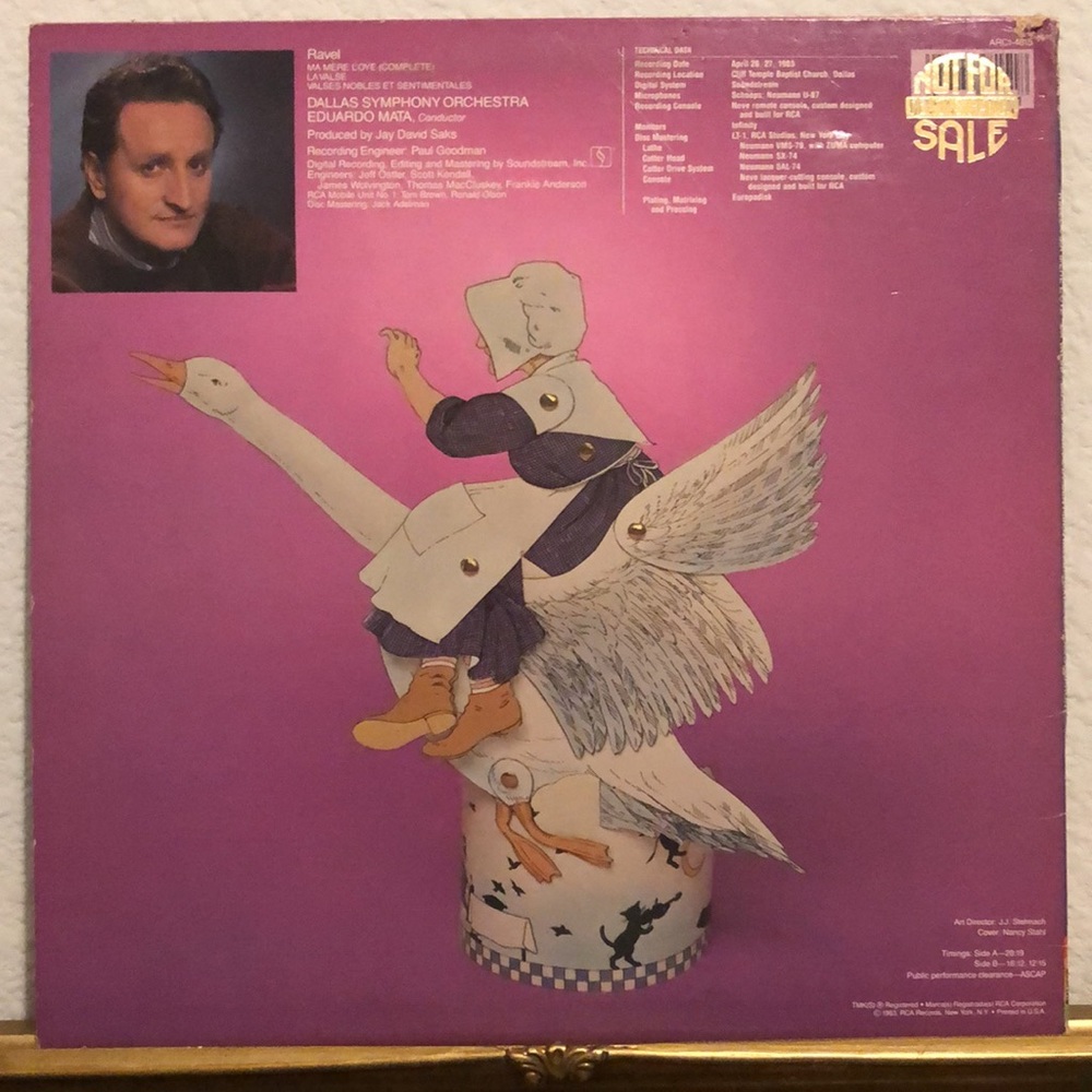 Ravel Performed by Dallas Symphony Orchestra Eduardo Mata Conducting Vinyl Lp